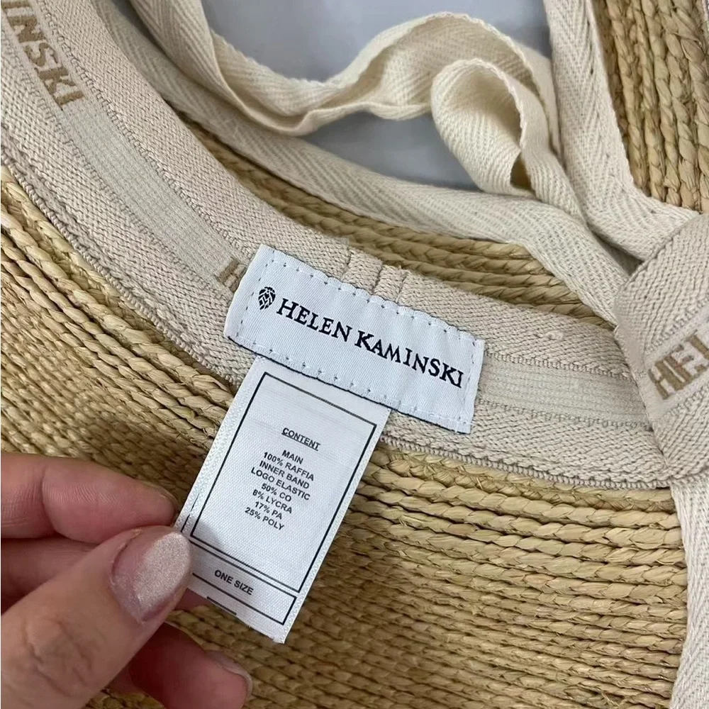 Helen Kaminski Natural Straw Visor with Cream Trim - Picture 5 of 6